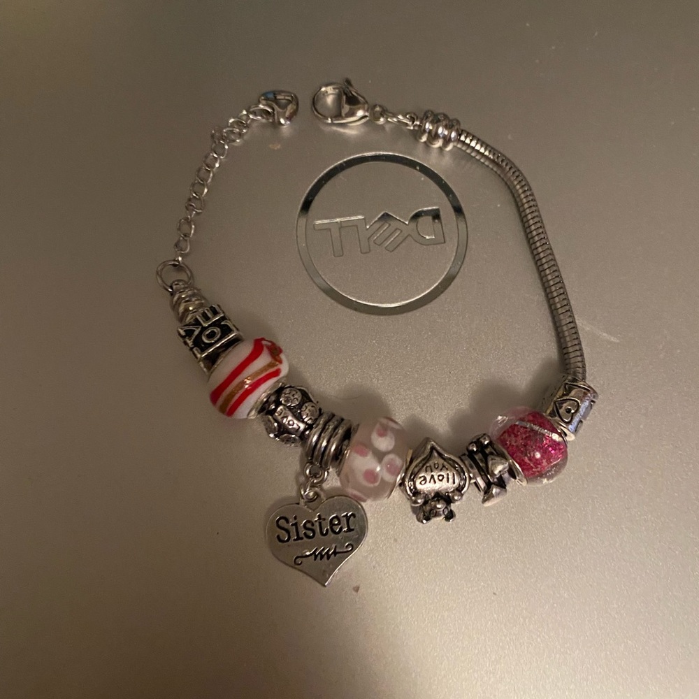 Silver Love Charm Sister Bracelet